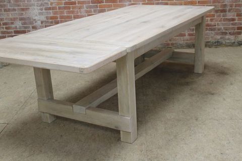 White Washed Farm Table With Custom Trestle - Ecustomfinishes ... throughout Understanding the timeless appeal of farmhouse dining table white wash finish
